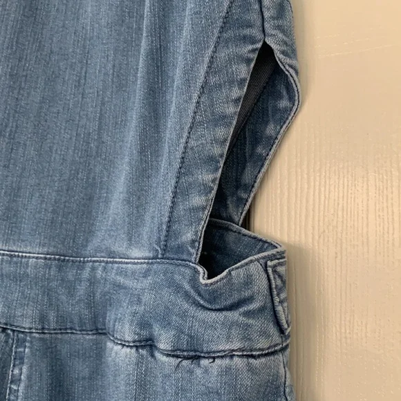 RACHEL ROY DENIM JUMPSUIT CUTOUT OVERALLS WIDE LEG LIGHT WASH - Picture 5 of 16